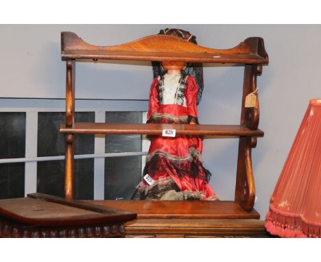 19thC Mahogany Curved wall shelf 