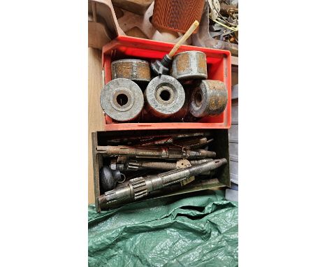 Collection of Motorcycle Main shafts and a box of Lucas and other Dynamo Magnets 