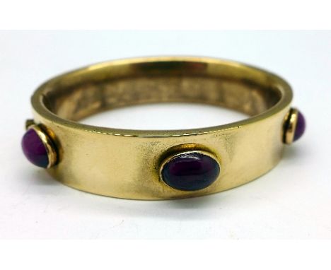 A Victorian stone set plated bangle