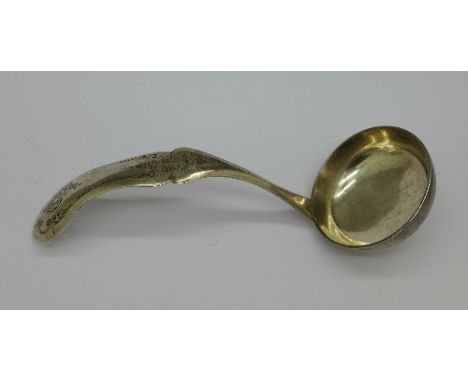 A 19th Century continental silver ladle, weight 44g, a/f