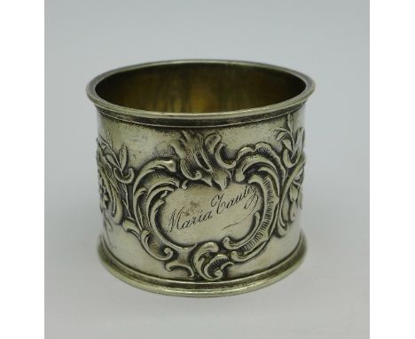 A continental .800 silver napkin ring, weight 28g