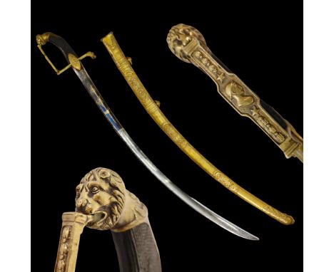 French First Empire Napoleonic General Officer's Saber. The steel curved blade has one wide fuller with foliate and military 