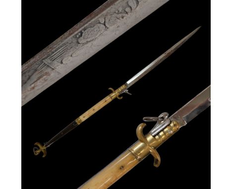 Very rare large Italian stiletto, _irca 1840 to 1865. Obviously the later modern style of the Italian switch blade stiletto c