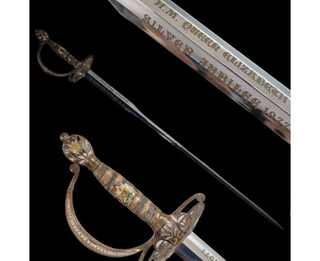 RARE QUEEN ELIZABETH II SILVER JUBILEE COMMEMORATIVE SWORD BY WILKINS/ON LIMITED EDITION 39/100. An exceptionally fine piece,
