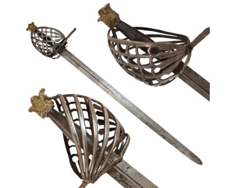 A RARE VENETIAN SCHIAVONA SWORD, 17TH CENTURY. The characteristically-complex Oakeshott Type 2a hilt forged with flattened, p