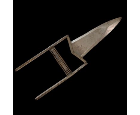 Old Indian Katar dagger, South India. 18 century. Arsenal marks. Gold inlay. Length - 23cm