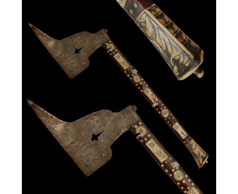 17th century German Saxon miner's guild axe. The handle with bone incrustation. Length - 75cm