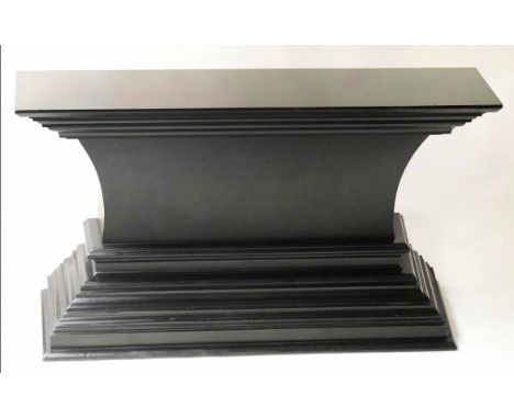 HALL PLINTH CONSOLE, rectangular classical stepped graduated plinth black lacquered, 150cm x 80cm H x 45cm D.