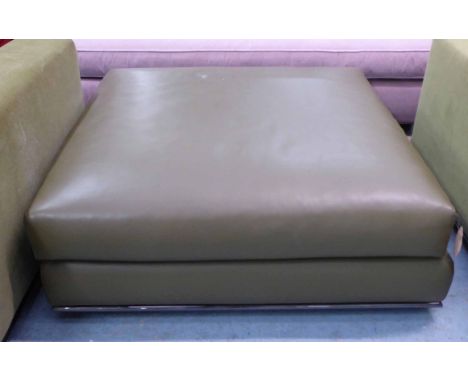 MINOTTI 'HAMILTON' FOOTSTOOL, in green leather, 160cm W x 100cm D x 43cm H. 