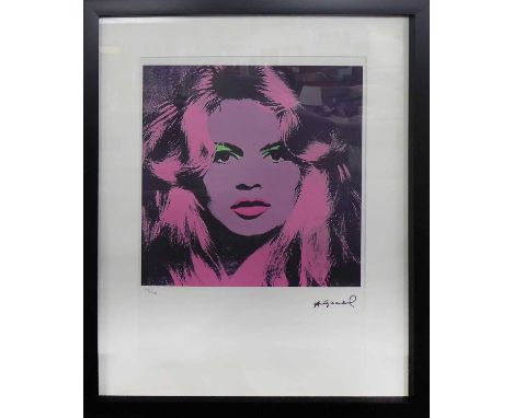 ANDY WARHOL 'Brigitte Bardot' 1974 lithograph, 57/100 from Leo Castelli Gallery, edited by Georges Israel on Arches paper, ga