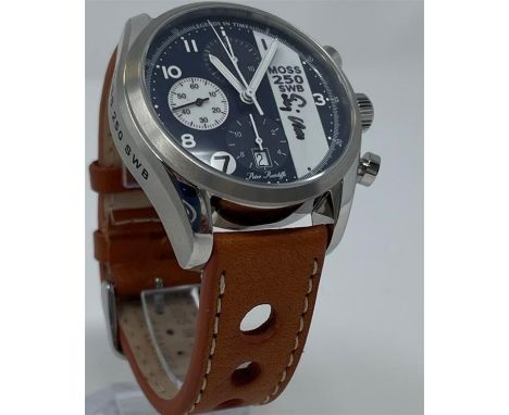 Fully Swiss-made. Created to celebrate Stirling's victory in the 1961 Tourist Trophy at Goodwood. New and unworn.A Peter Ratc