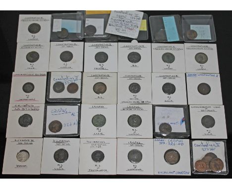 A group of thirty six ancient Roman coins to include 3 x commemorative of 330-346 A.D (1 x AE 4 of Constantinople: laureate +