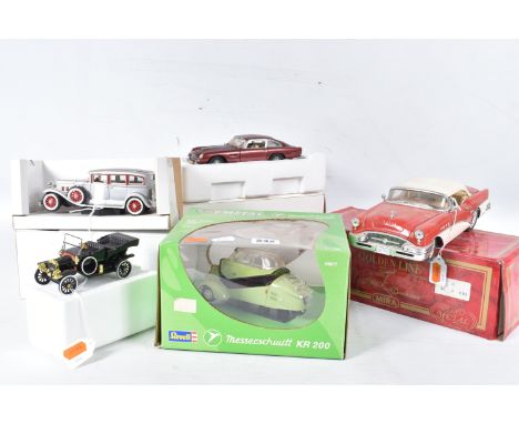 A BOXED DANBURY MINT 1:24 SCALE DIECAST 1964 ASTON MARTIN DB5, (no paperwork), with a boxed Mira 1:18 scale diecast 1955 Buic