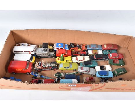 A QUANTITY OF UNBOXED AND ASSORTED PLAYWORN CORGI TOYS DIECAST VEHICLES, to include Chitty Chitty Bang Bang Car, No.266, with