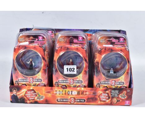 A QUANTITY OF CHARACTER OPTIONS DOCTOR WHO MICRO-UNIVERSE 3 FIGURE PACKS, 12 different figures all still sealed in original p