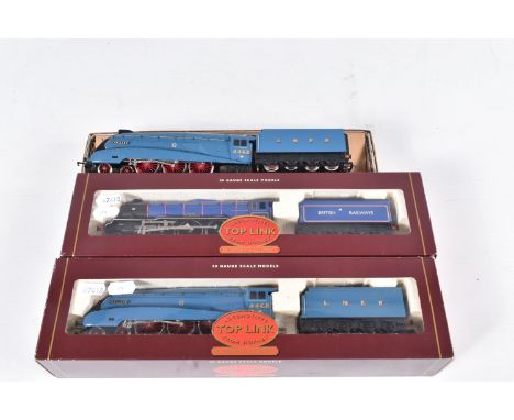 THREE BOXED HORNBY OO GAUGE LOCOMOTIVES OF L.N.E.R. ORIGIN, Top Link Limited Edition class A4 'Mallard' No.4468, L.N.E.R. blu