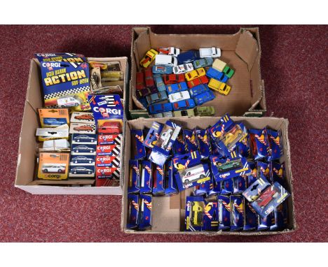 AQUANTITY OF BOXED AND UNBOXED CORGI AND CORGI JUNIOR MODELS OF FORD VEHICLES, boxed items to include promotional, Code3/4, G