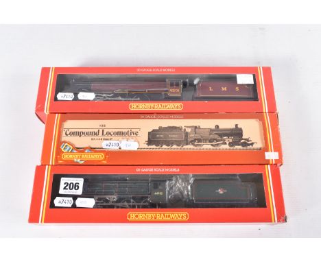 THREE BOXED HORNBY OO GAUGE LOCOMOTIVES OF L.M.S. ORIGIN, class 4P No.41043, B.R. lined black livery (R175), Black 5 No.44932