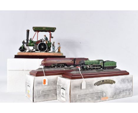 A PART BOXED JULIANA COLLECTION HAND FINISHED RESIN MODEL OF A STEAM ROLLER, part of flywheel has broken off (part present), 