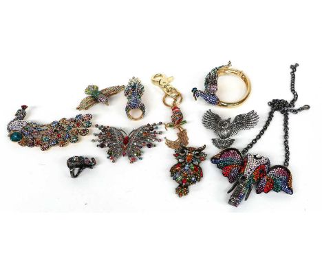 A Quantity of Butler &amp; Wilson Jewellery, comprising of a peacock bangle, brooch and ring suite; an elephant necklace and 