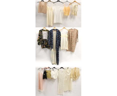 Assorted 20th Century Undergarments, Nightwear and Costume comprising cotton and silk lingerie, silk chemises,pale pink lace 