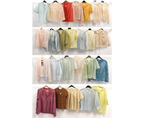 A Large Quantity of Circa 1940-60s Shirts and Tops comprising items with short, elbow length and long sleeves in a variety of