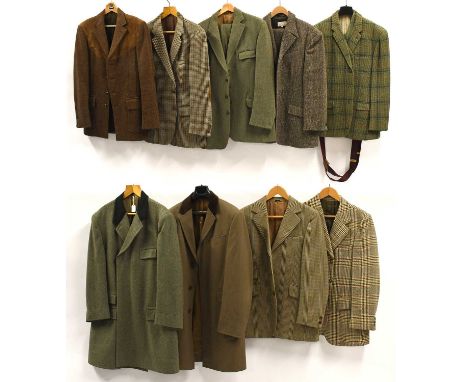 Modern Gents Wool and Tweed Coats and Jackets, comprising Burberrys, Kilmaine Tailoring and two others,Moss Bros green tweed 