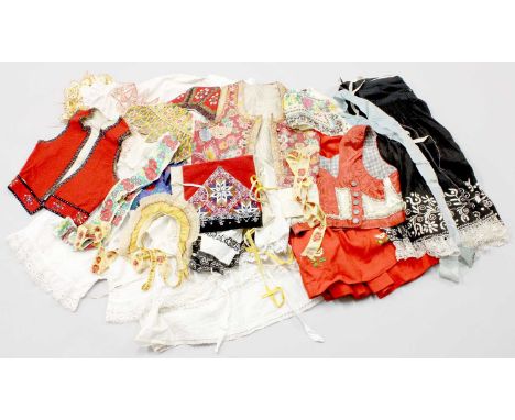 Early 20th Century European Regional Costume comprising a Norwegian Costume including a red wool waistcoat with attached belt