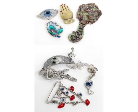 A Quantity of Butler &amp; Wilson Jewellery and Accessories, including a skull brooch, a Turkish evil eye brooch and keyring,