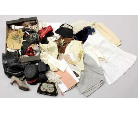 Assorted Costumes, Accessories and Other Items, comprising a pair of black leather lace up boots, various ladies and children