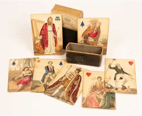 Charles Hodges Geographical Playing Cards, London, Stopforth & Sons, circa 1827, 52 hand-coloured engraved cards with duty ca