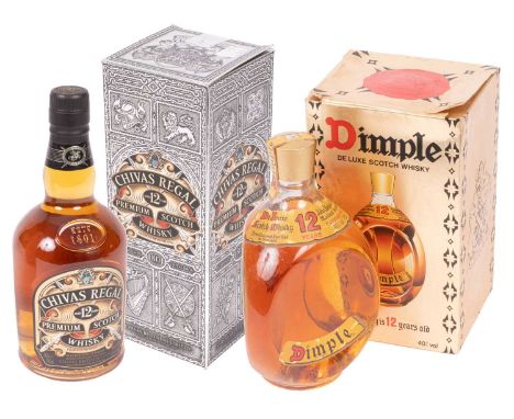 Whisky: A bottle of Chivas Regal 12 year old Decanter Premium Scotch Whisky and a bottle of John Haig Dimple de Luxe Scotch W