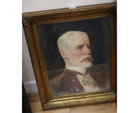 John Charles Dollman (1851-1934), watercolour and charcoal, Unfinished portrait of the late Sir Ernest Waterlow, signed, 46 x