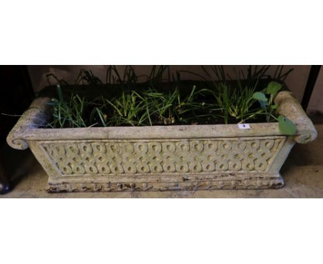 A rectangular reconstituted stone garden planter, width 90cm, depth 33cm height 27cm