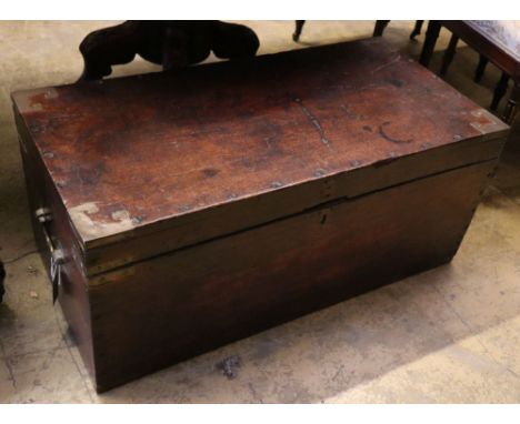 A Victorian brass mounted mahogany trunk, width 91cm depth 45cm height 40cm