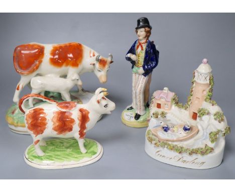 Victorian Staffordshire pottery including Grace Darling and Gin/Water, later 21cmCONDITION: Gin-water: flake to black enamel 