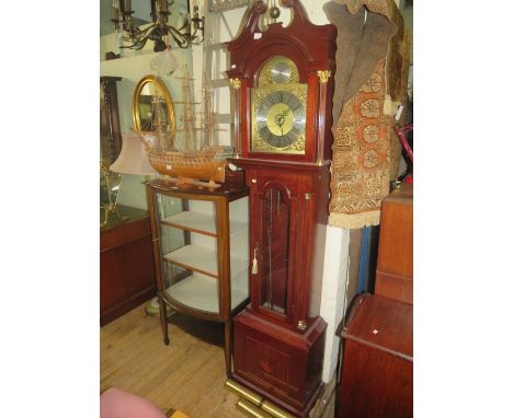 A reproduction chiming mahogany longcase clock with silvered dial, by Richard Broad of Bodmyn Cornwall, with glazed door to f