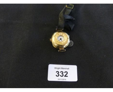 An 9ct gold half hunter pocket watch with pink enamel front, designed as a wristwatch, import marks for London (af)PLEASE BE 