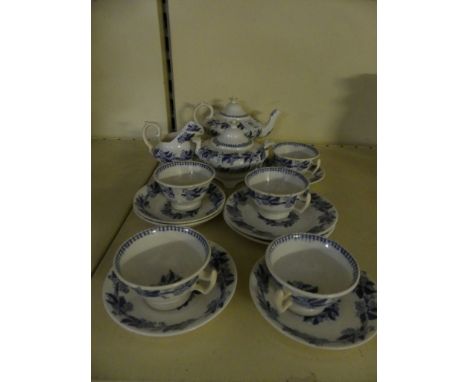 A small 19th Century Staffordshire blue and white decorated tea service, unmarked 