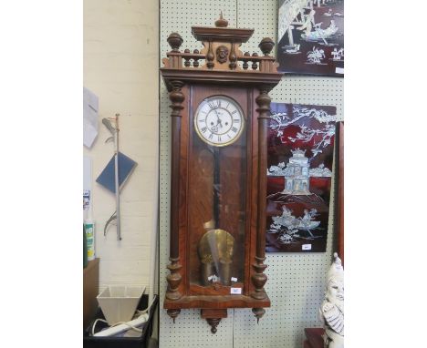 Gustav Becker - A late 19th Century Vienna twin weight regulator wall clock, in architectural type case 