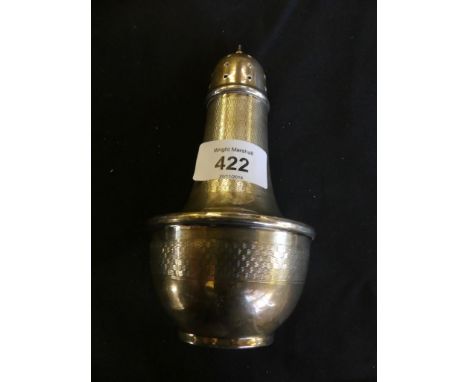 A silver sugar sifter of baluster form, decorated with engine turned detail bearing Birmingham hallmarks, approx 4.5oz 