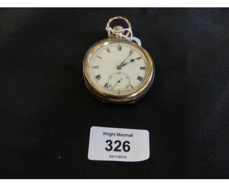 A 1920's 9ct gold open face pocket watch, the circular white enamel dial with roman numeral hour markers and subsidiary secon