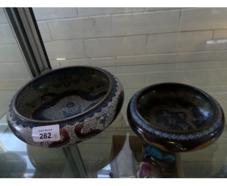 Two modern Chinese cloisonne circular bowlsCONDITION REPORTSome minor denting to enamel Largest bowl 20cm diameter