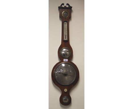 Victorian rosewood-cased aneroid stick pull barometer