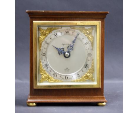 Elliott for Pyke & Sons, a mahogany cased mantel clock with a silvered dial and Roman chapters
