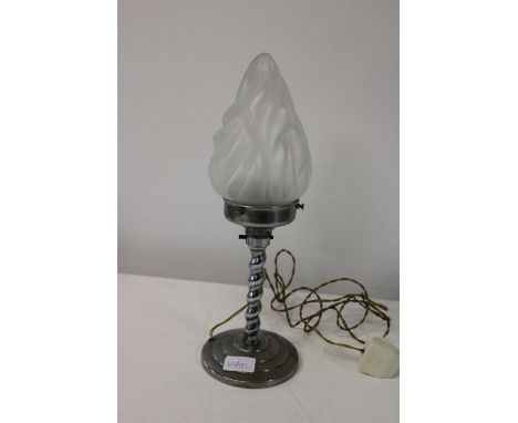 A vintage table lamp with flame form glass shade h40cm 