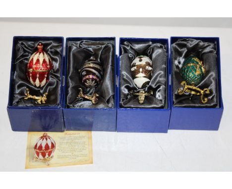 Four boxed Atlas Faberge style egg trinket boxes 