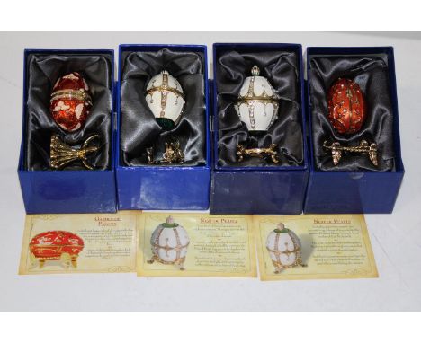 Four boxed Atlas Faberge style egg trinket boxes 