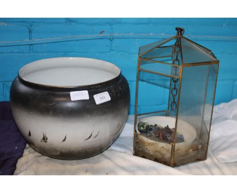 A ceramic planter &amp; glass terrarium 