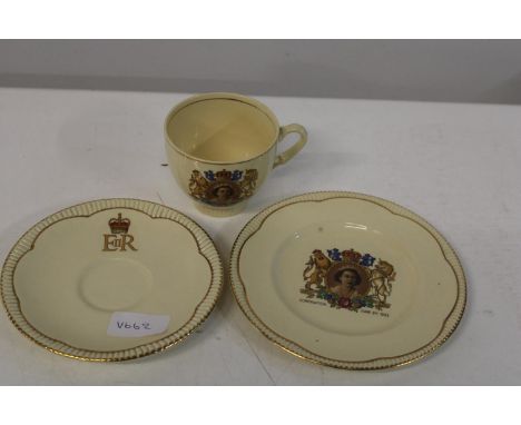 A Queens Coronation ceramic trio by Clarice Cliff &amp; Newport Pottery 